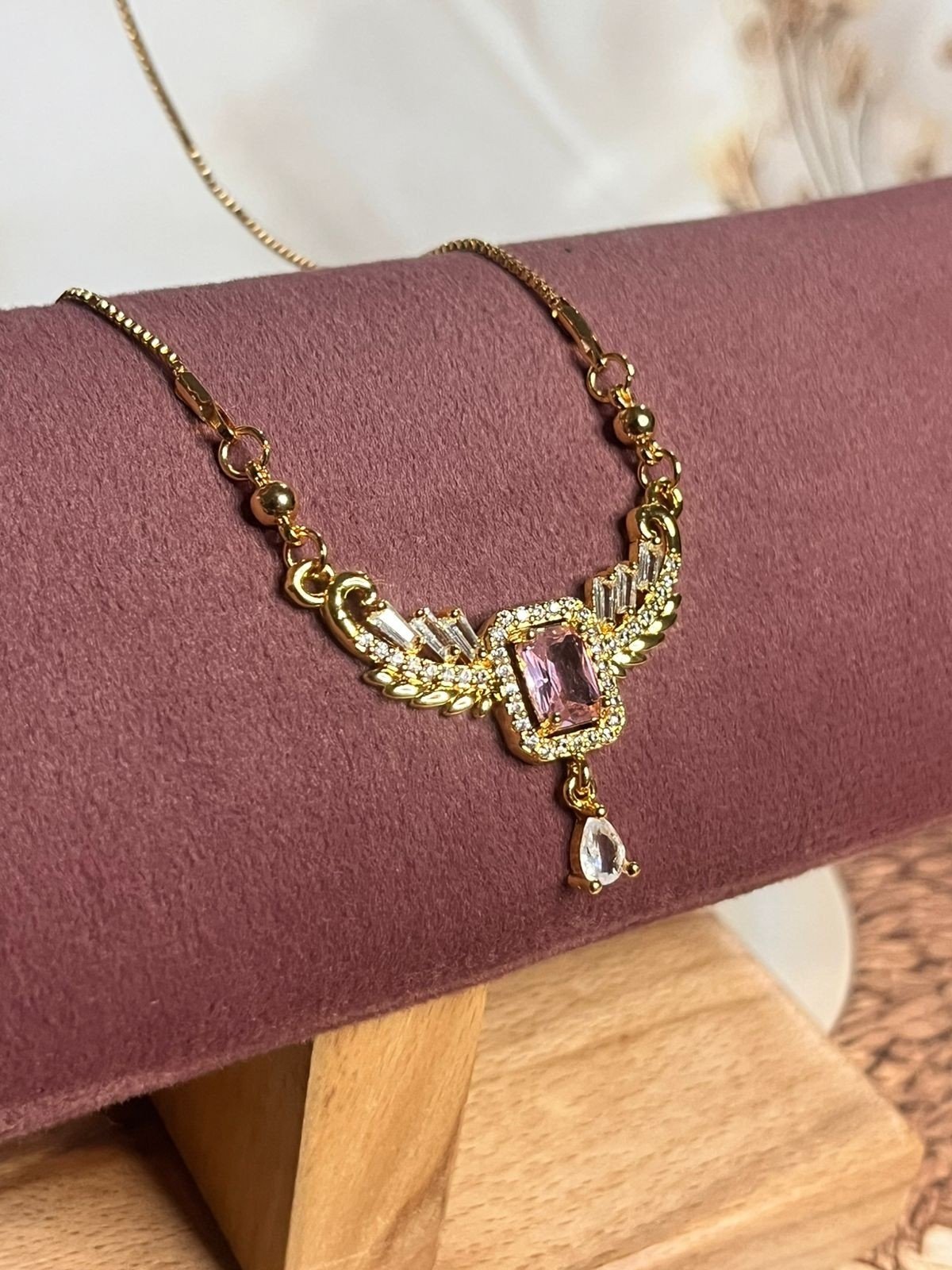 Wings of Elegance Necklace Blush Pink