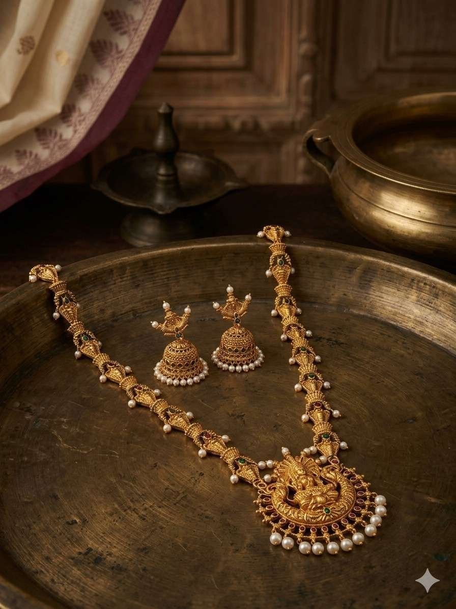Divine Lakshmi Temple Pendant Set