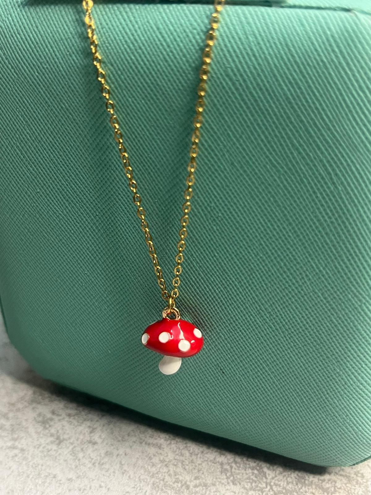 B Luxe Red Mushroom Pendant Necklace – Waterproof & Anti-Tarnish Kids Jewelry image 2