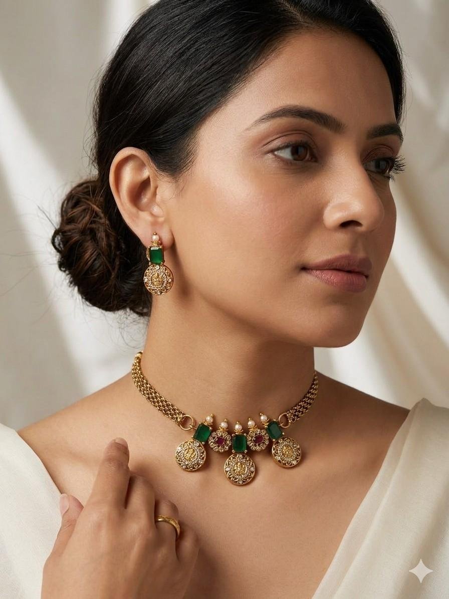 Emerald Empress Coin Choker Set image 2